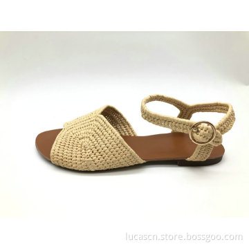 ladies raffia upper fashion sandal